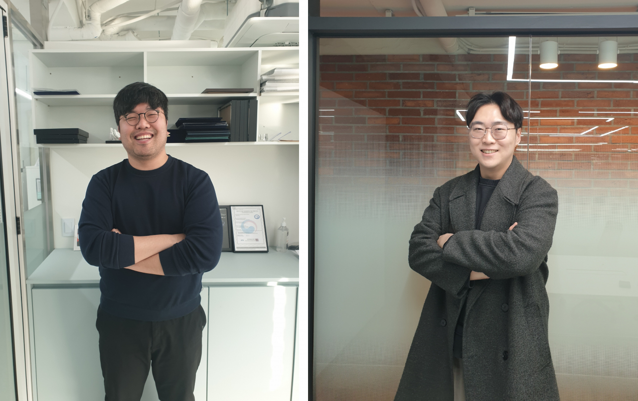 2024 CES에서 혁신상을 수상한 휴로틱스의 양승태 부대표(왼쪽)와 아이디어오션의 김중호 대표