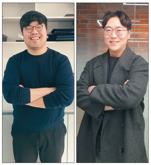 2024 CES에서 혁신상을 수상한 휴로틱스의 양승태(왼쪽) 부대표와 아이디어오션 김중호 대표