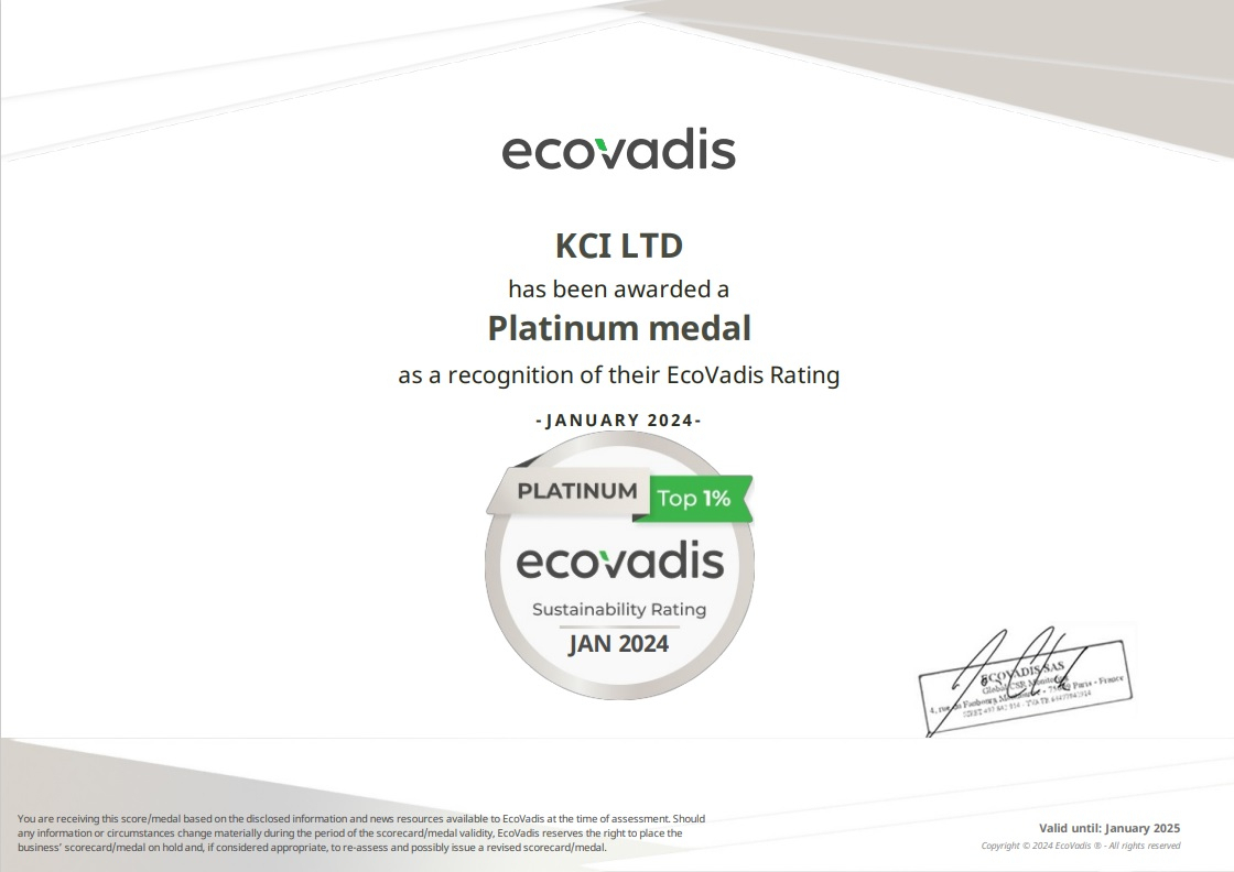 KCI가 글로벌 ESG(환경·사회·지배구조) 평가기관인 ‘에코바디스(EcoVadis)’로부터 획득한 플래티넘 메달 인증서 [삼양그룹 제공]