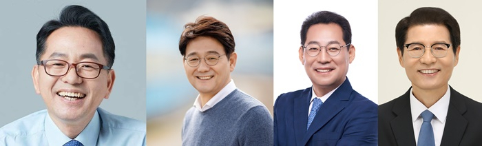 민주당 순천 지역구에 출마한 김문수,서갑원, 손훈모,신성식 예비후보.(가나다 순)