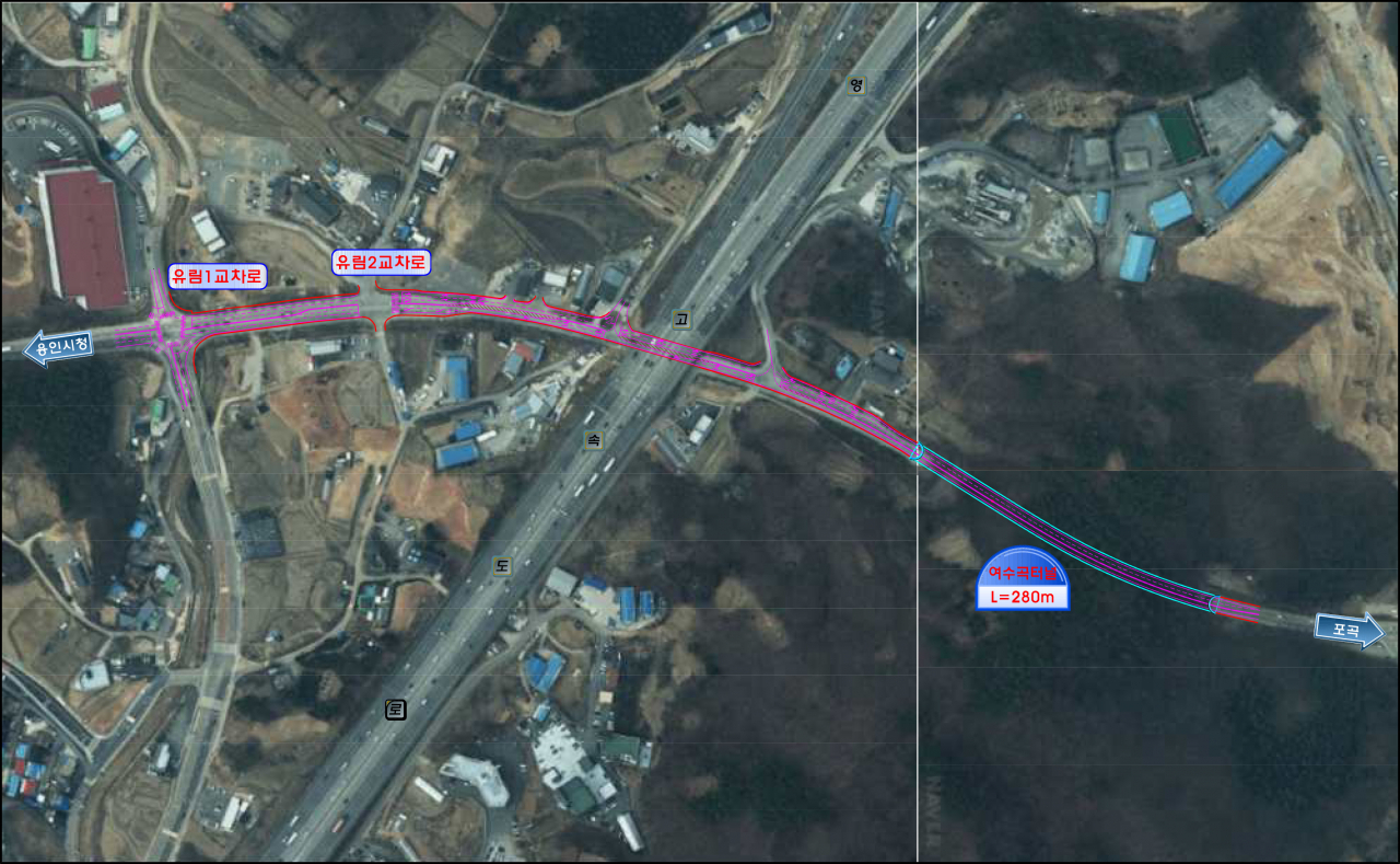 용인특례시가 처인구 여수곡터널~유림1교 구간 1개 차로를 추가한다.[용인시 제공]