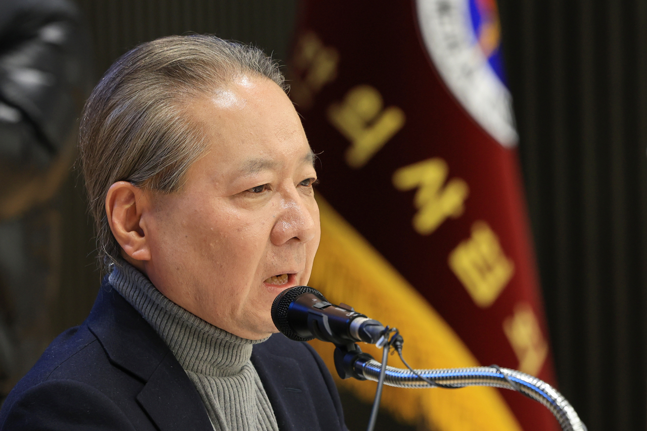 주수호 대한의사협회(의협) 비상대책위원회(비대위) 언론홍보위원장이 29일 오후 서울 용산구 의협 대강당에서 비대위 정례브리핑을 하고 있다. [연합]