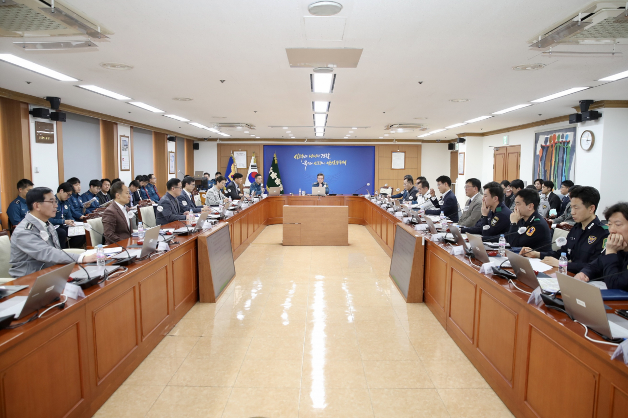 29일 경찰은 윤희근 경찰청장 주재로 상황점검 회의를 개최, 3월1일~3일 연휴동안 134개 경찰부대를 투입하기로 결정했다.[경찰청 제공]