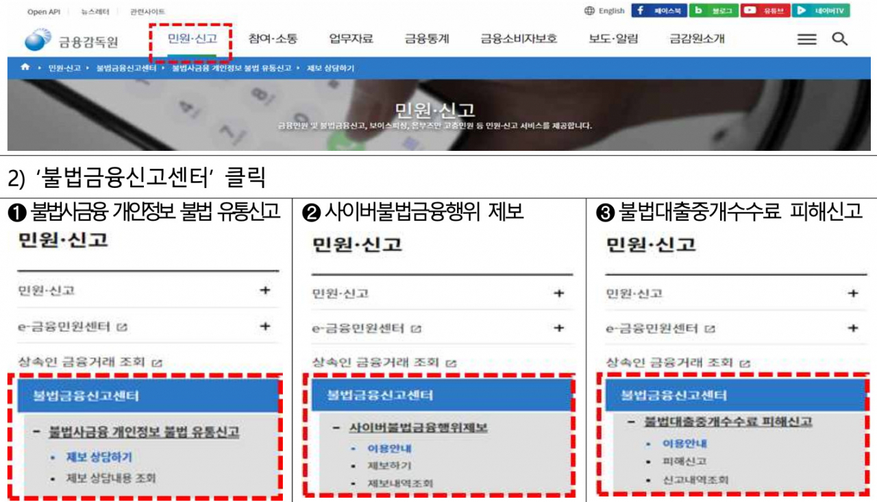 금융감독원 불법사금융 피해신고센터 이용방법 [금융감독원 자료]