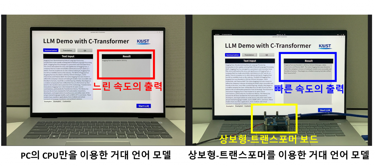 상보형-트랜스포머 속도 비교.[KAIST 제공]