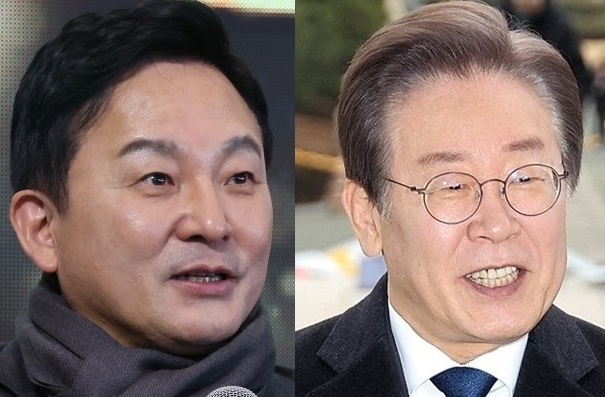(왼쪽부터) 원희룡 전 국토교통부 장관, 이재명 더불어민주당 대표