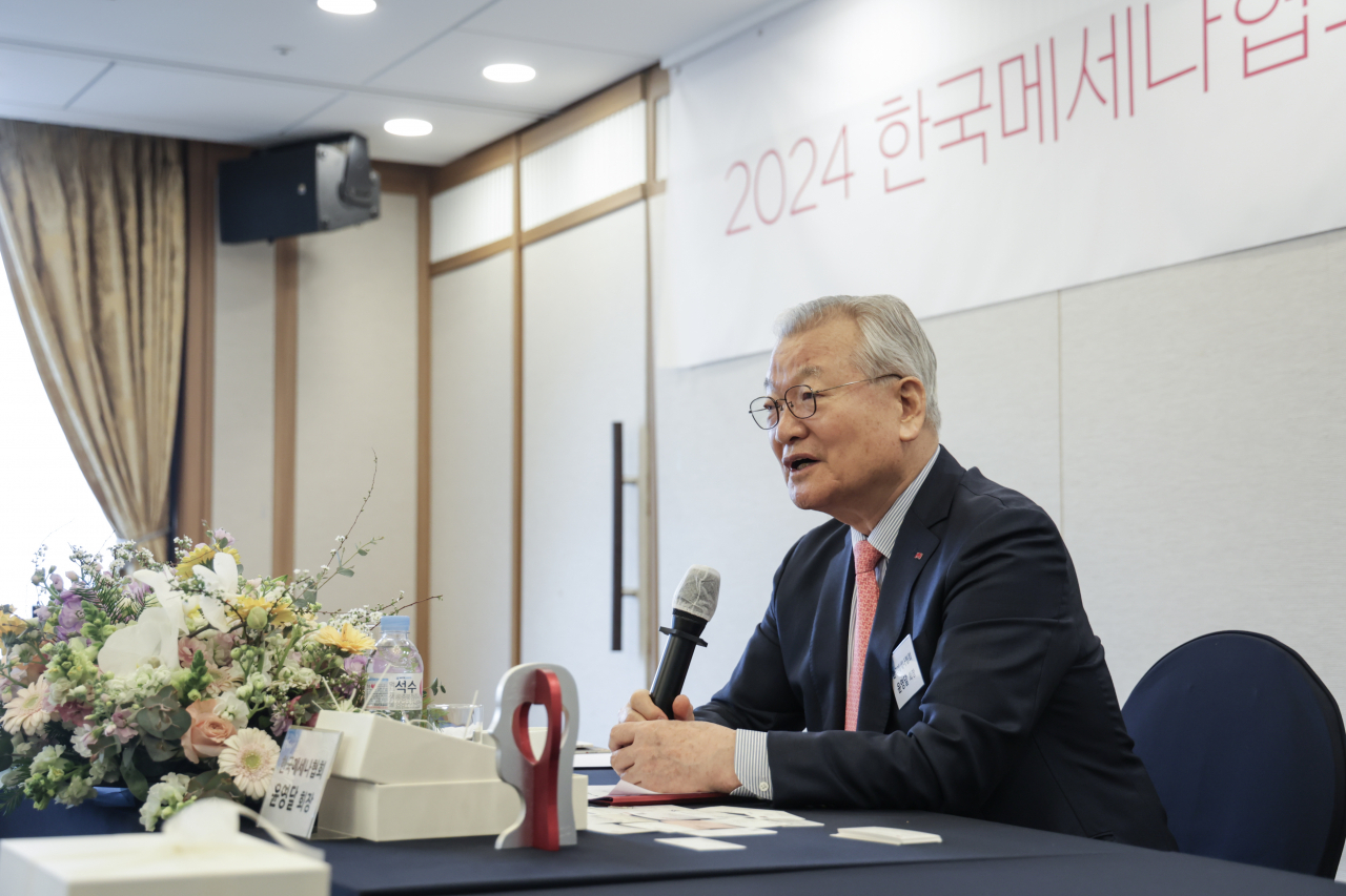 한국메세나협회 12대 회장으로 취임한 윤영달 크라운해태제과 회장 [한국메세나협회 제공]