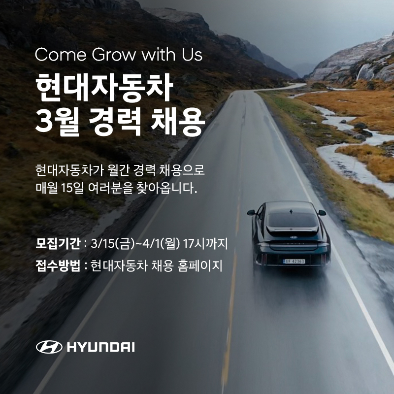 현대차 3월 경력채용 안내 이미지. [현대차 제공]