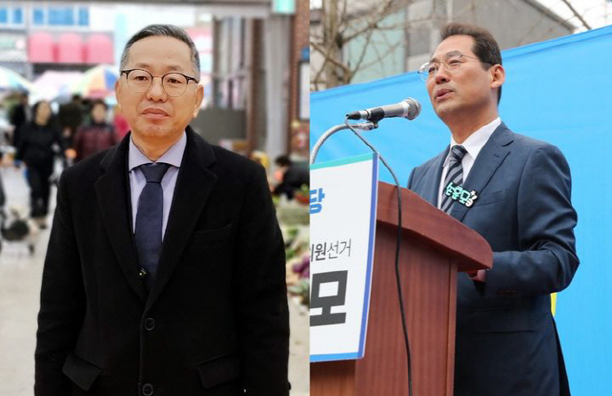 김문수 예비후보(왼쪽)와 손훈모 예비후보[뉴시스]