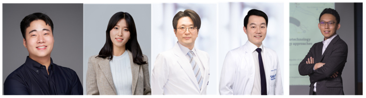 이번 연구를 수행한 KAIST, 서울대병원 공동연구진. 이가령 KAIST 박사(現 다나파버 암센터 및 하버드 의과대학 박사후연구원), 이상미 KAIST 박사( 現 하버드 의과대학 박사후연구원), 윤홍석 서울대병원 교수, 고영일 서울대병원 교수, 김현욱 KAIST 교수.[KAIST 제공]