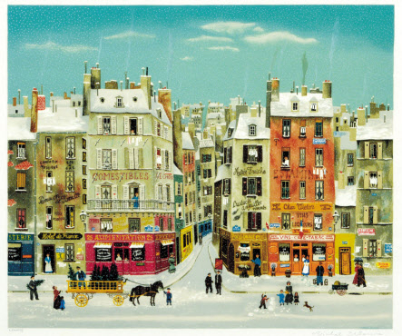 미셸 들라크루아, Paris in Winter, 세리그라프 (edition of 100), 48.2&times;58cm