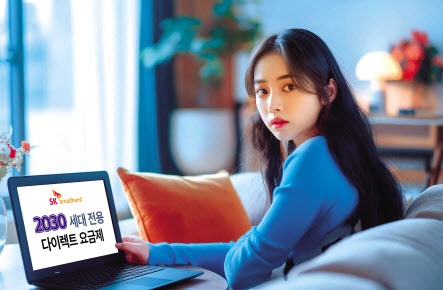 모델이 SK브로드밴드의 ‘2030 다이렉트 요금제’를 소개하고 있다. [SK브로드밴드 제공]