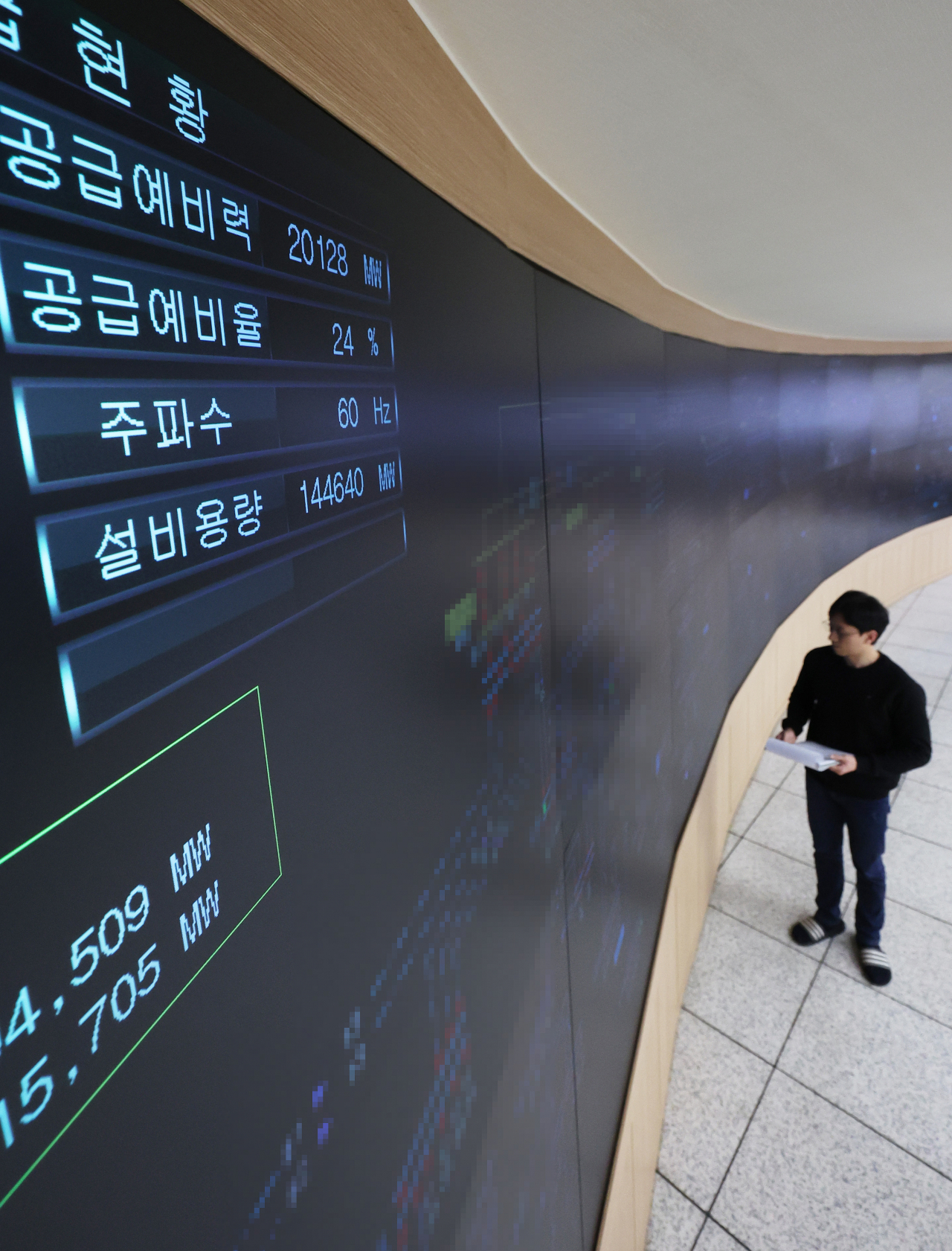 경기도 수원시 영통구 한국전력공사 경기지역본부 전력관리처 계통운영센터에서 관계자들이 전력수급상황을 주시하고 있다. [연합]