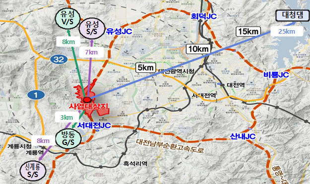 친환경발전소 예정지역인 대전시 국가 교촌산단 위치도