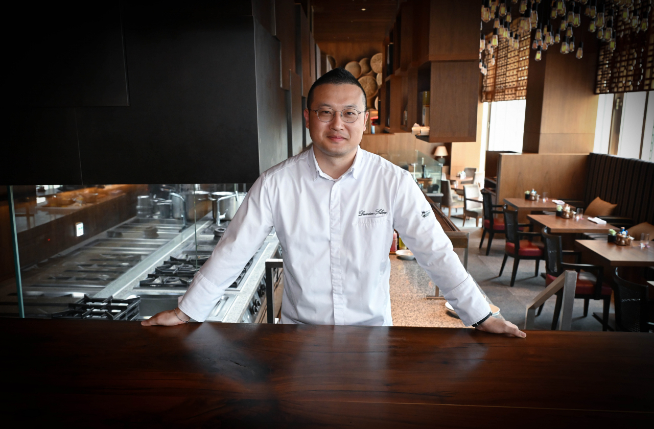 Executive chef Damien Selme poses for photos at Park Hyatt Seoul‘s Cornerstone in Gangnam-gu, southern Seoul, on March 14. (Lee Sang-sub/The Korea Herald)