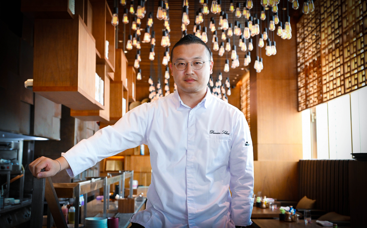 Executive chef Damien Selme poses for photos at Park Hyatt Seoul‘s Cornerstone in Gangnam-gu, southern Seoul, on March 14. (Lee Sang-sub/The Korea Herald)