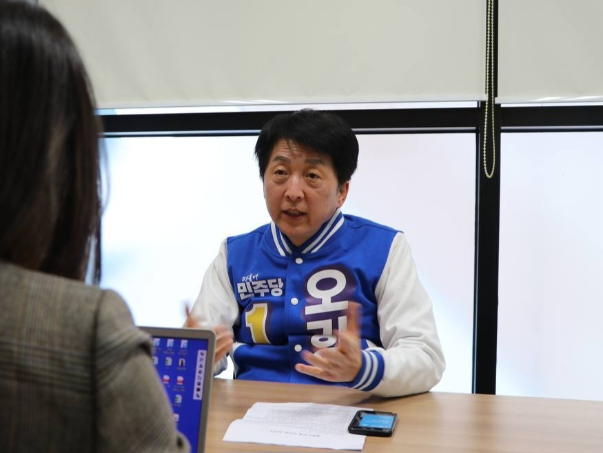 재선에 도전하는 오기형(도봉을) 더불어민주당 의원이 헤럴드경제와 인터뷰를 진행하고 있다.[오기형 의원실 제공]