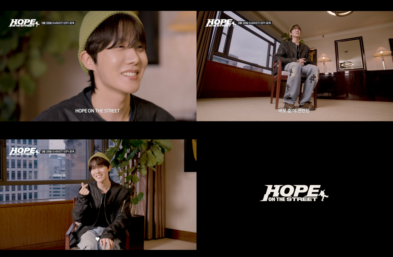 Screen captures from J-Hope's upcoming documentary series, "Hope on the Street" (Big Hit Music)