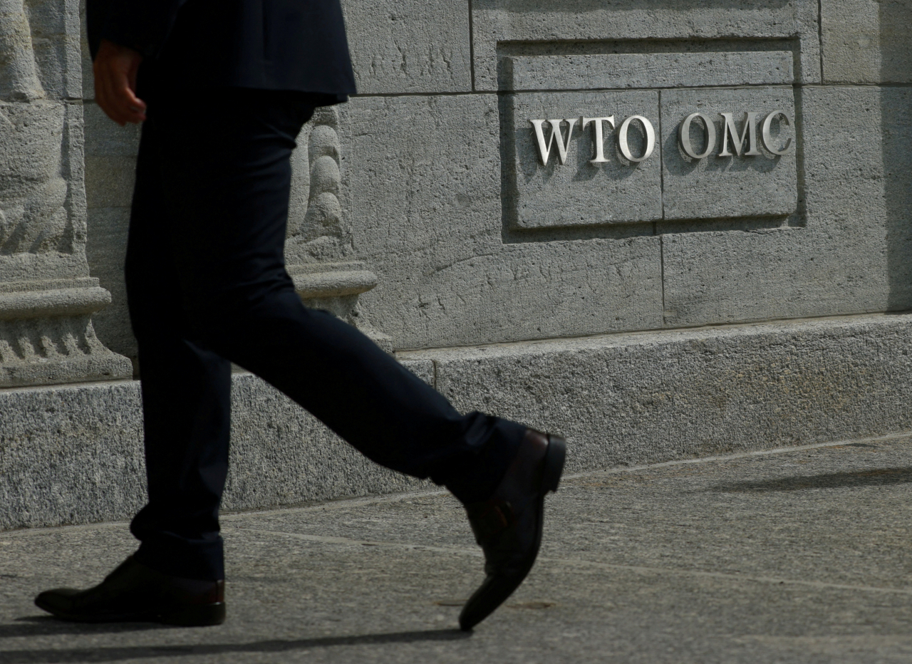 스위스 제네바에 위치한 세계무역기구(WTO) 로고 [로이터]