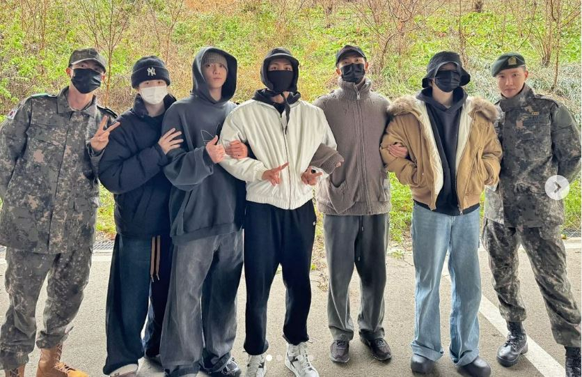 This photo posted on J-Hope's official Instagram account shows all seven members of BTS. (J-Hope's Instagram)