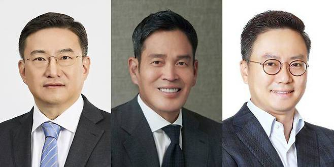김남정 동원그룹 회장(왼쪽부터), 정용진 신세계그룹 회장, 홍정국 BGF 부회장. [각 사 제공]