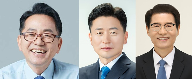 '순천갑' 김문수(민주당), 이성수(진보당), 신성식(무소속) 후보.(사진 왼쪽부터)