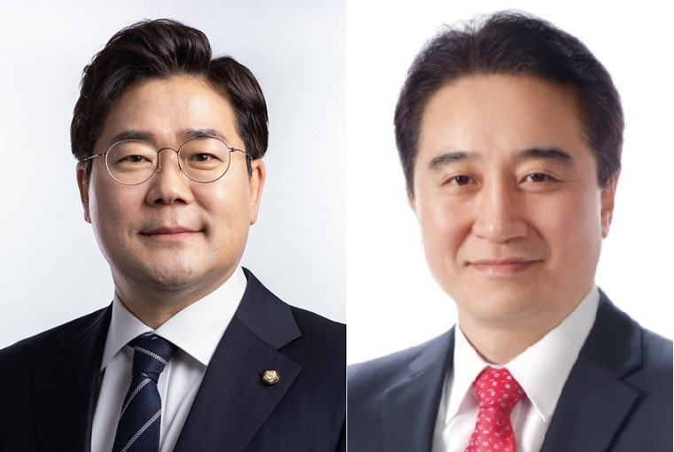 더불어민주당 박찬대 후보와 국민의힘 정승연 후보.〈사진 왼쪽부터〉