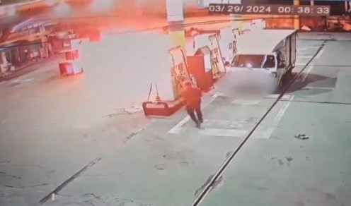 사고 당시 주유소 CCTV 영상. [의정부경찰서]