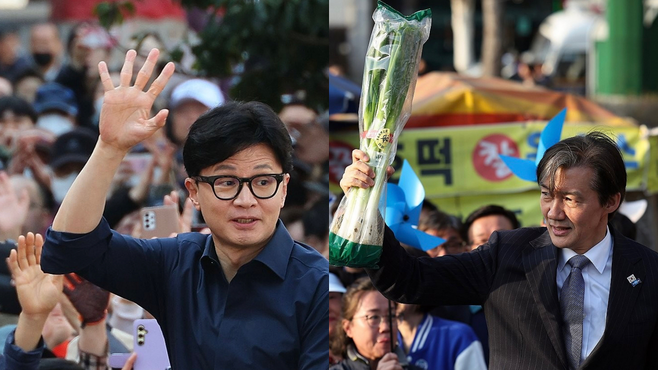 한동훈 국민의힘 비상대책위원장(왼쪽)과 조국 조국혁신당 대표. [연합]