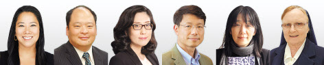 혜란 다윈(왼쪽부터) 미국 뉴욕대 교수, 고(故) 남세우 미국 국립표준기술연구소 연구원, 이수인 미국 워싱턴대 교수, 피터 박 미국 하버드의대 교수, 한강 소설가, 제라딘 라이언 수녀