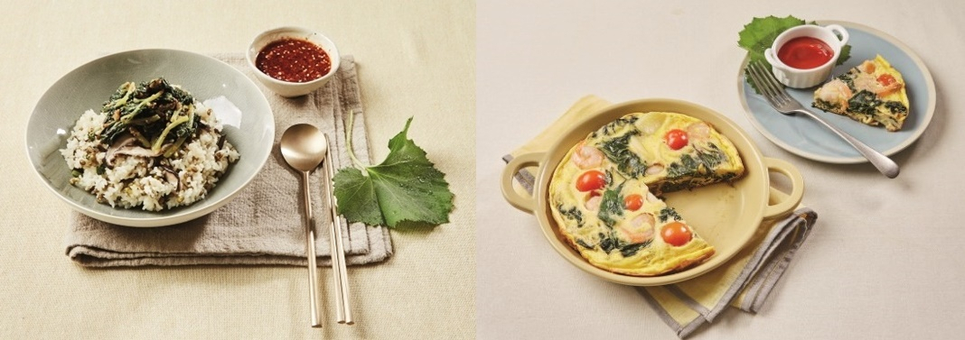 머위순 녹두밥(왼쪽), 머위순 달걀구이 [농촌진흥청 제공]