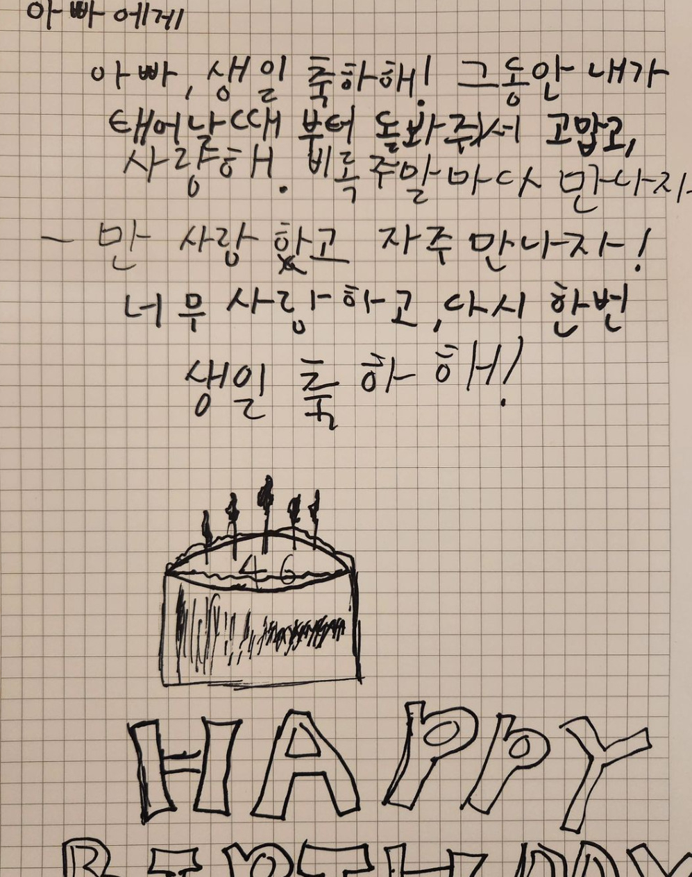 아들의 생일축하 편지
