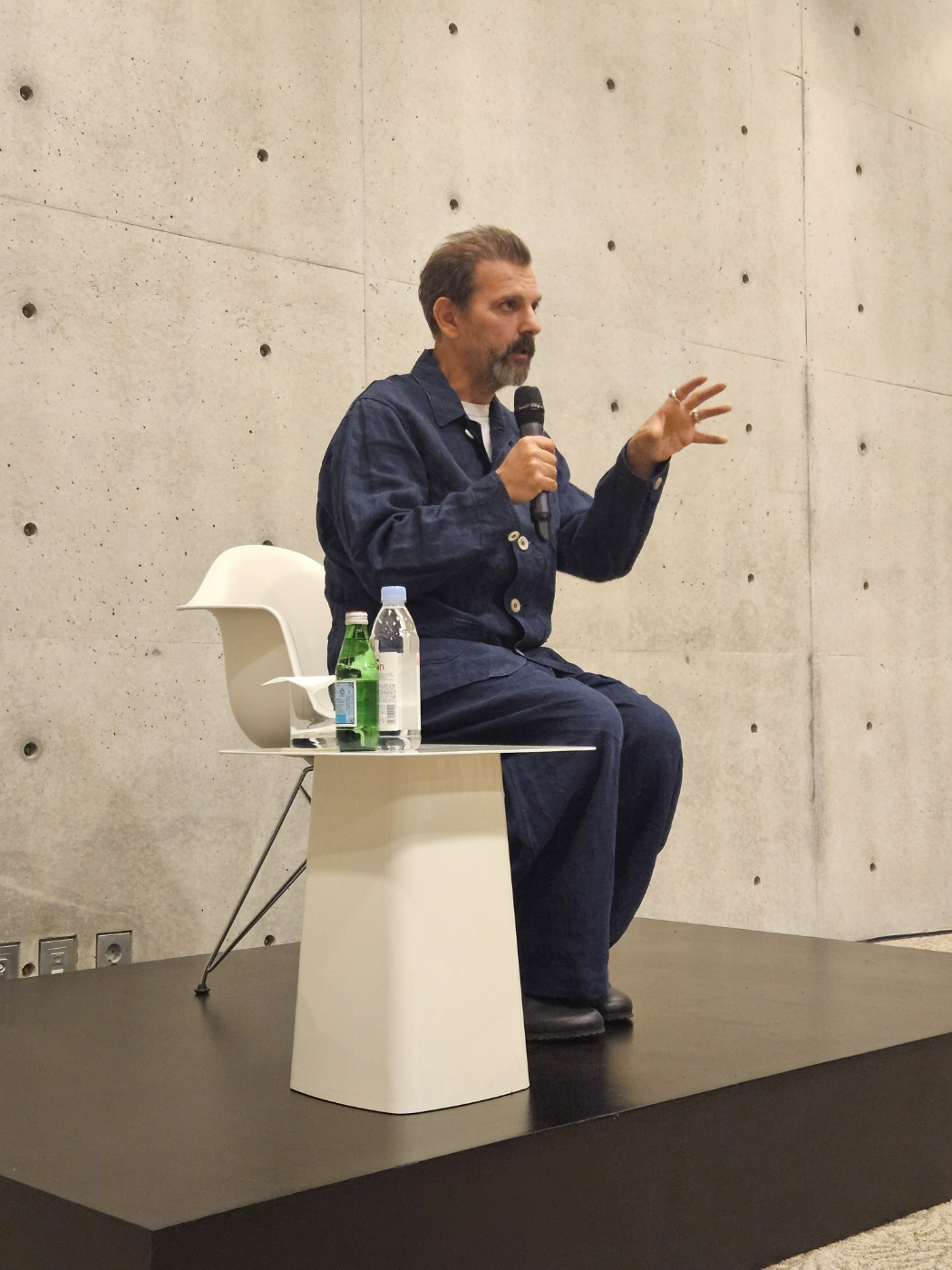 Ugo Rondinone speaks at a press conference on Monday at Museum San. (Park Yuna/The Korea Herald)