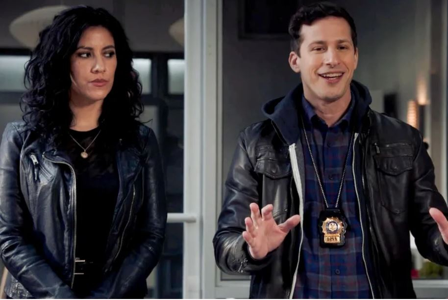 A scene from "Brooklyn Nine-Nine," starring Stephanie Beatriz (left) and Andy Samberg (NBC)