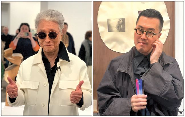 본전시에 참가한 김윤신(왼쪽)과 이강승 작가 베니스=이정아 기자