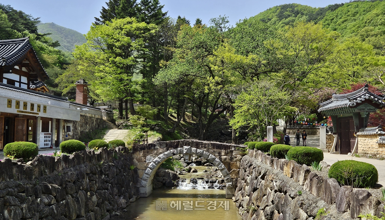직지사의 돌다리. 경내 곳곳의 풍광이 이처럼 고즈넉하고 아름답다.