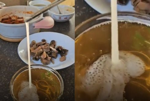 창고형 대형마트에서 구매한 맥주 캔에서 콧물처럼 끈적한 물질이 발견된 모습. [JTBC 보도화면]