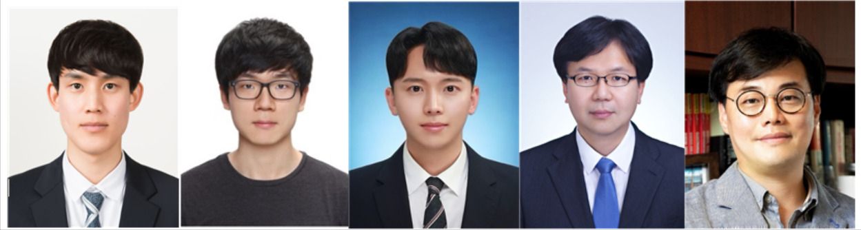 이번 연구를 수행한 공동연구팀. 안준성(왼쪽부터) 고려대 교수, 정용록 한국원자력연구원 박사, 강민구 KAIST 기계공학과 박사과정, 정준호 한국기계연구원 박사, 박인규 KAIST 교수. [KAIST 제공]