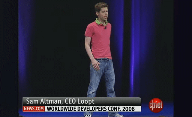 2008년 애플의 최신 기술을 소개하는 행사인 '세계개발자대회(WWDC) 2008'에 등장한 23살의 샘 올트먼 당시 루프트 최고경영자(CEO). [유튜브 CNET 화면 갈무리]