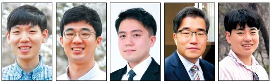 KAIST-연세대 공동 연구팀. KAIST의 명재욱(왼쪽부터) 교수, 최신형 박사과정생, 양한슬 교수, 연세대의 서종철 교수, 박기태 박사과정생. [KAIST 제공]