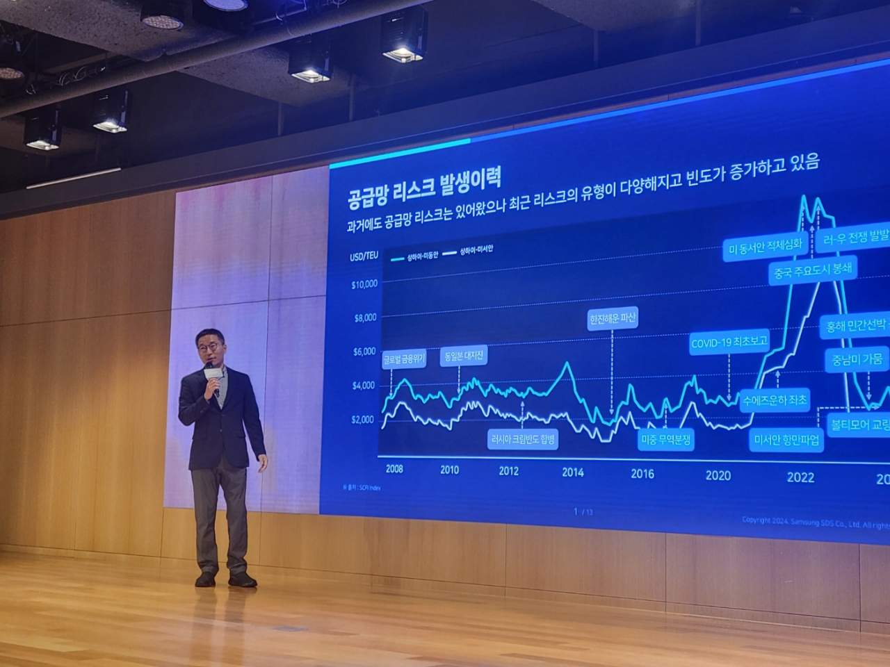 오구일 삼성SDS 물류사업부장(부사장)이 20일 서울시 송파구 소재 삼성SDS에서 열린 간담회에서 발언하고 있다. 고재우 기자