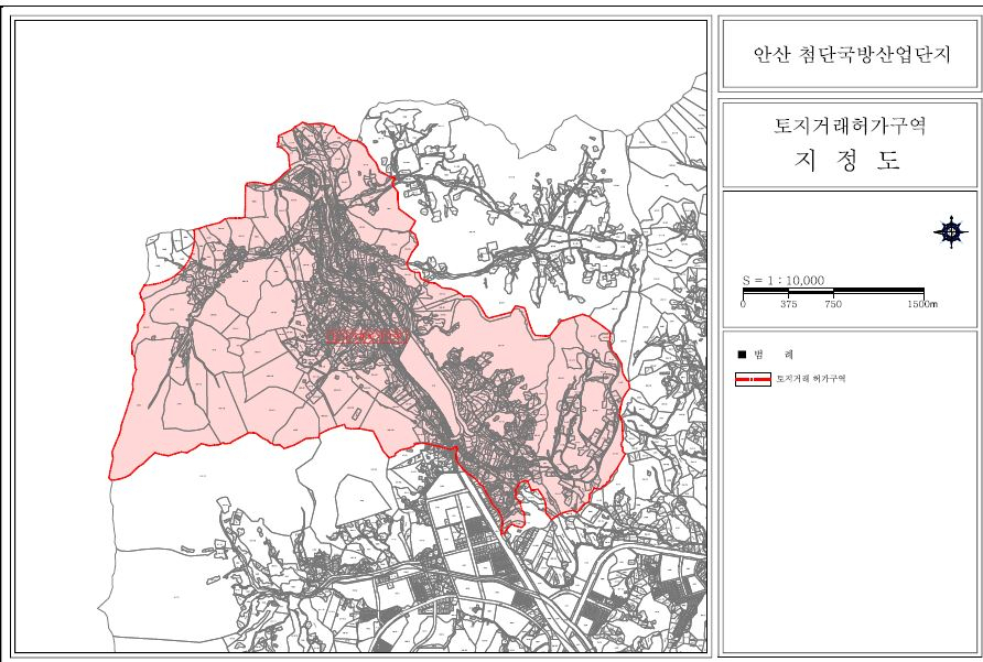토지거래허가구역에 재지정된 안산국방산업단지 지형도면.