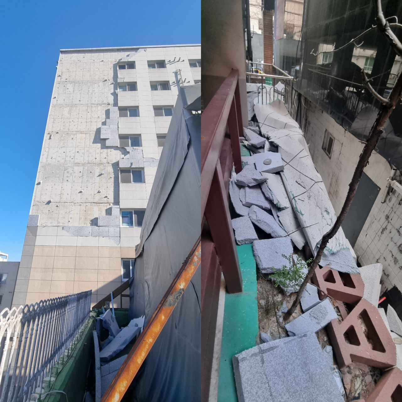 2022년 전세사기가 터진 이후 건물 외벽도 무너졌지만, 아직까지 방치되고 있는 모습. [강민석씨 제공]