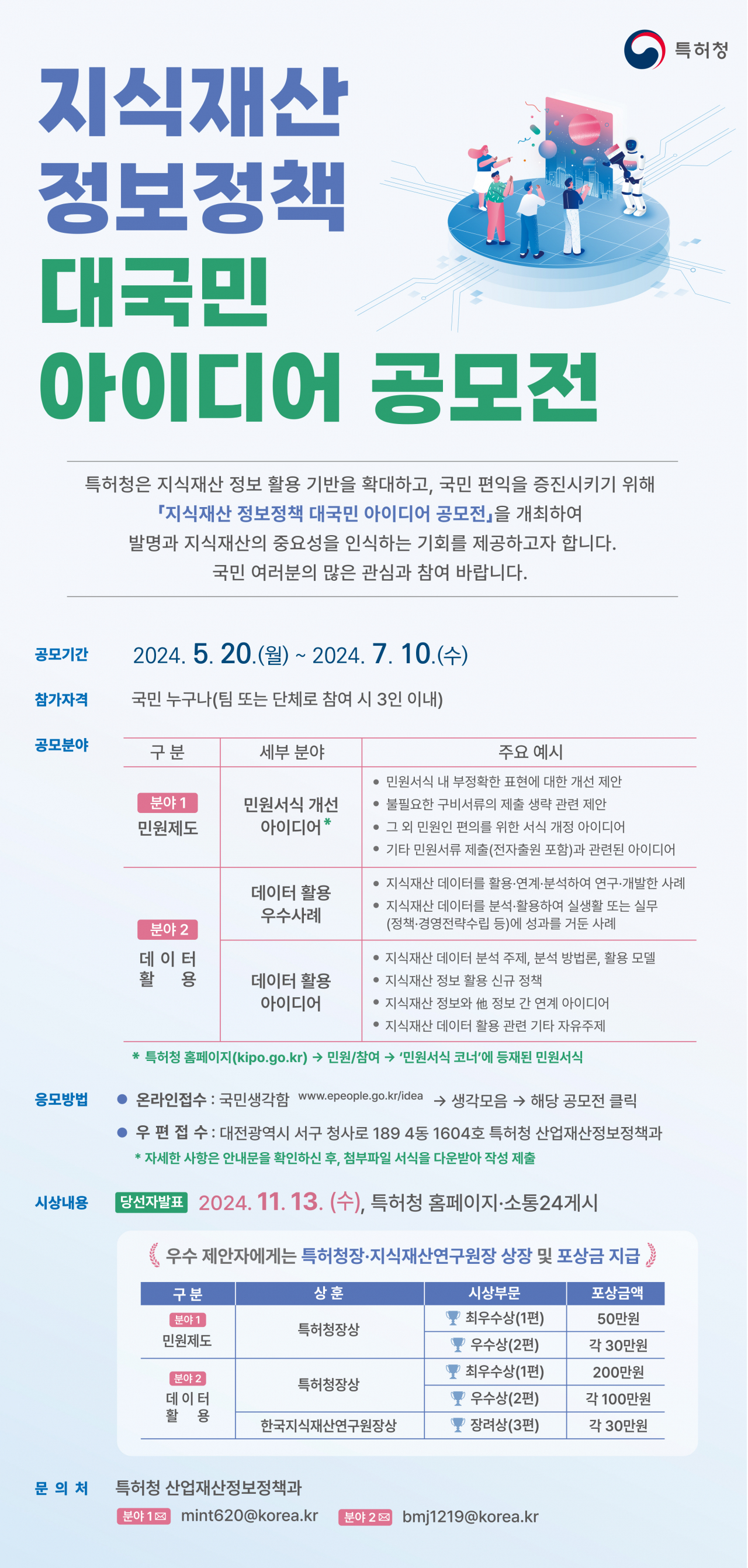 2024 지식재산 정보정책 대국민 아이디어 공모전 포스터.