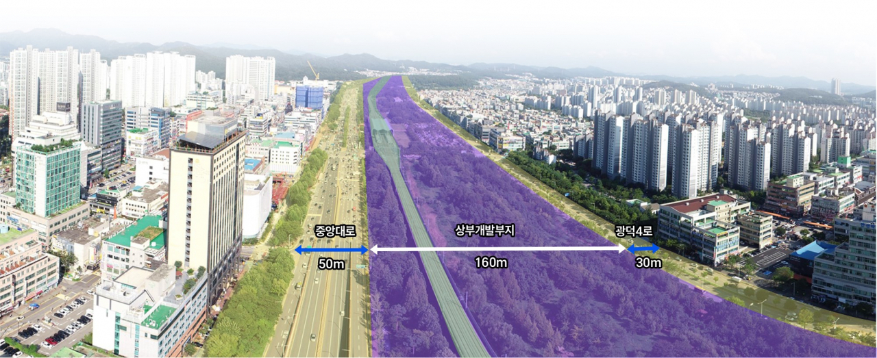 안산선 지하화에 따른 상부 개발 부지.