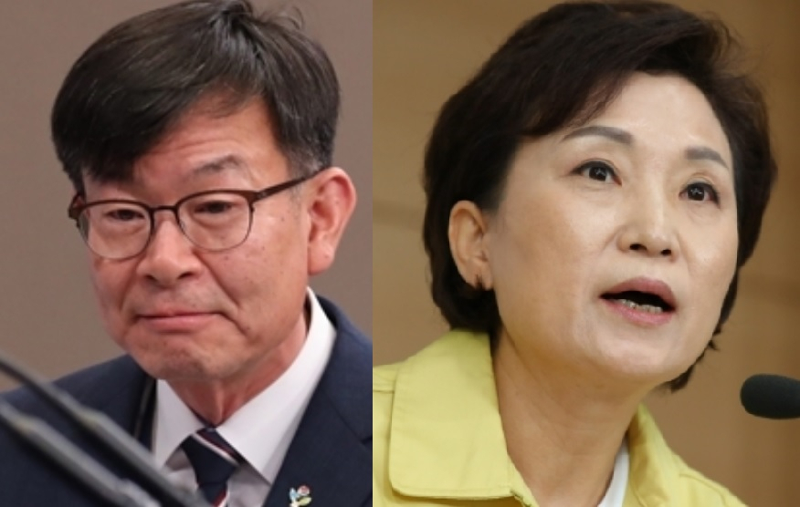 김상조 전 청와대 정책실장(좌)과 김현미 전 국토교통부 장관(우)[연합]