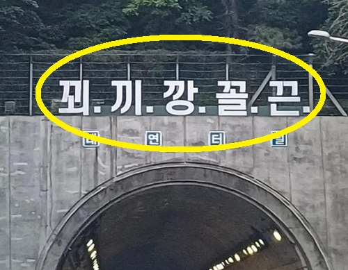 부산 도시고속도로 입구 위 정체불명 문구 [인터넷 커뮤니티]