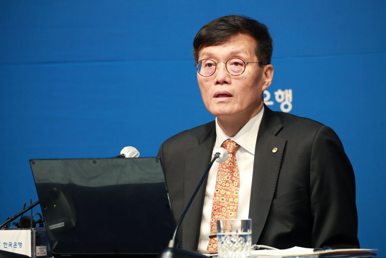 이창용 한국은행 총재가 23일 오전 서울 중구 한국은행에서 열린 통화정책방향 기자간담회에서 발언하고 있다. [한국은행 제공]