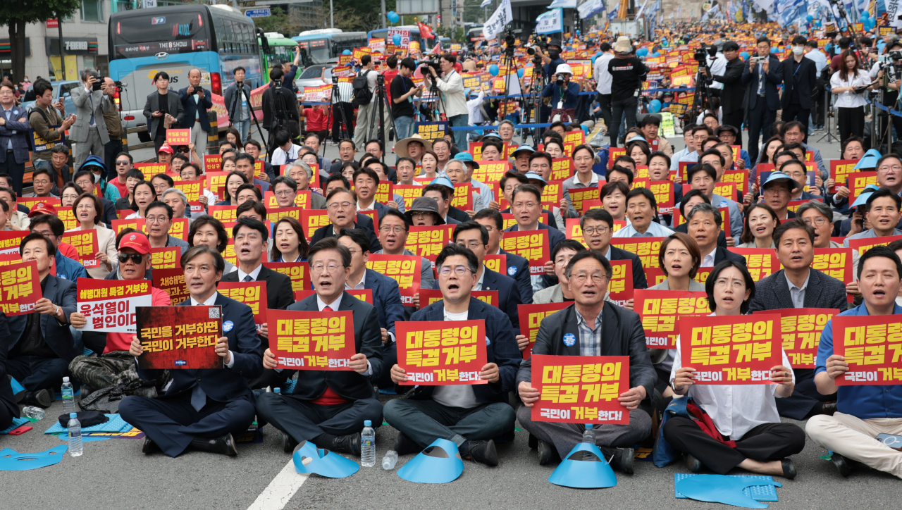 이재명 “尹, 국민의 힘으로 억압해 항복시켜야…거부권도 한계 있다”