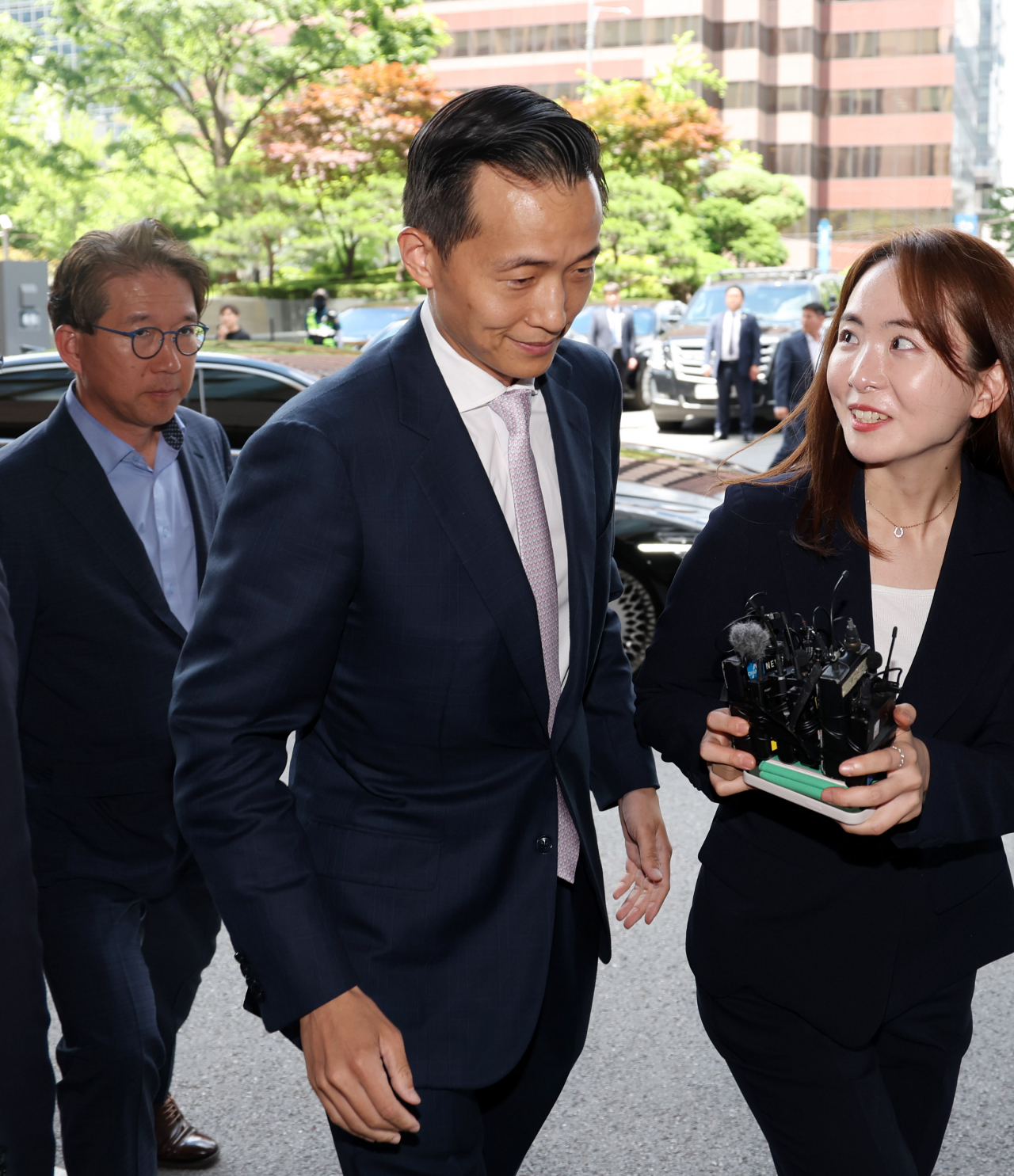 김동관 한화 부회장이 28일 서울 중구 한 호텔에서 열린 모하메드 빈 자예드 알 나흐얀 아랍에미리트(UAE) 대통령과의 간담회에 참석하고 있다. [연합]